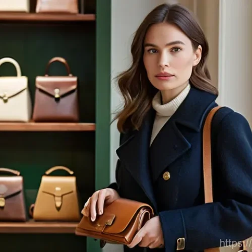 명품 빈티지 가방 구매 가이드 - **Prompt 1: The Thoughtful Selection**
    "A stylish young woman in her late 20s, dressed in a mode...